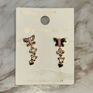 NWT- Kendra Scott Gold and Pink Butterfly Drop Earrings